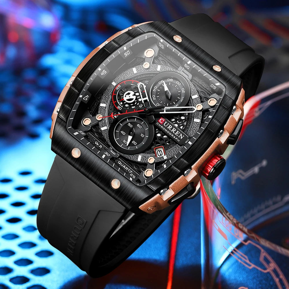 Relógio Masculino com Pulseira de Silicone CURREN