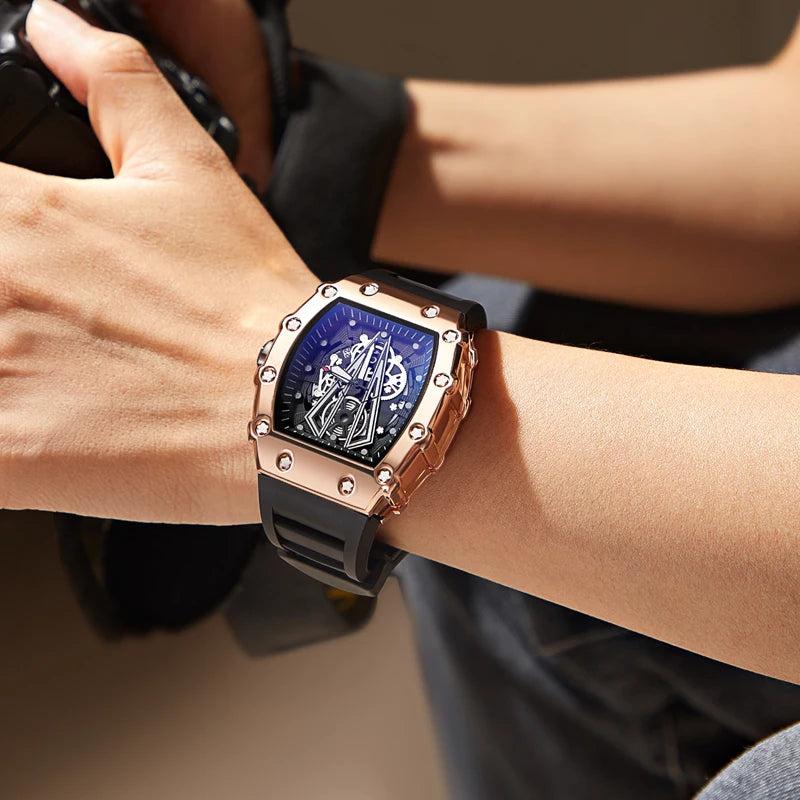 Relógio Masculino com Pulseira de Silicone à Prova D'água