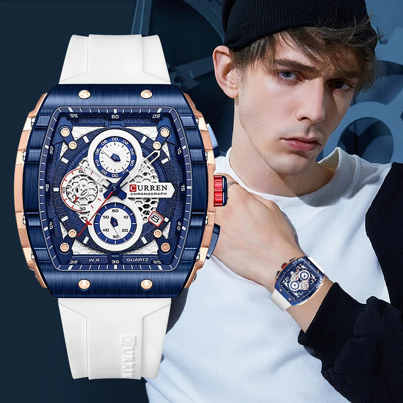 Relógio Masculino com Pulseira de Silicone CURREN