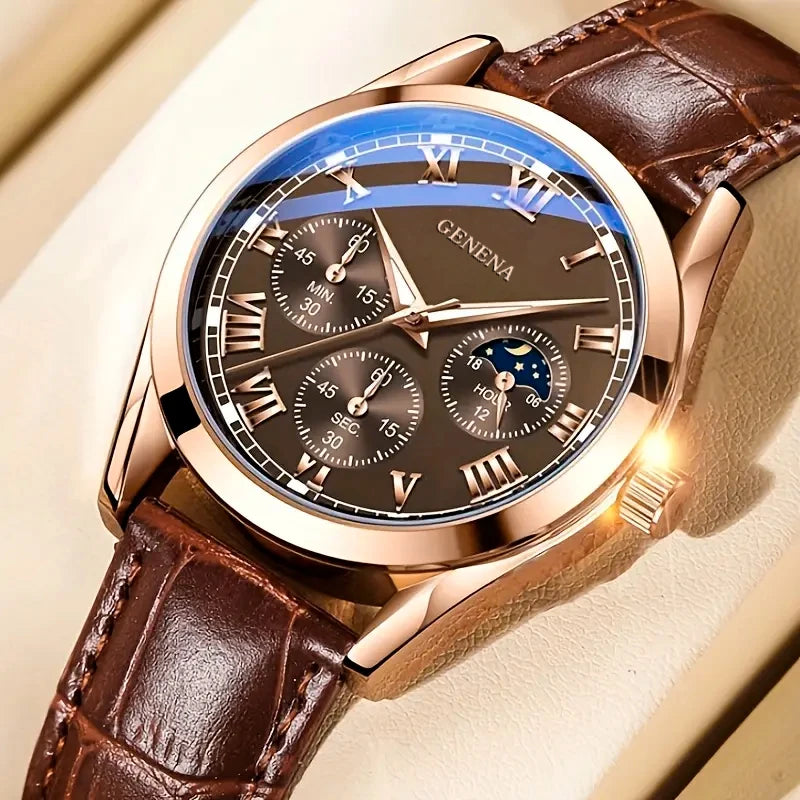 Relógio Masculino com Pulseira de Couro Ultra