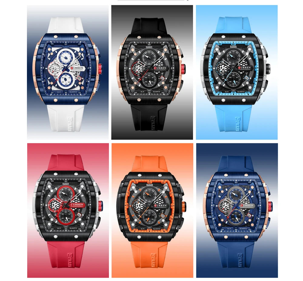 Relógio Masculino com Pulseira de Silicone CURREN