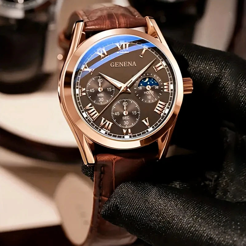 Relógio Masculino com Pulseira de Couro Ultra