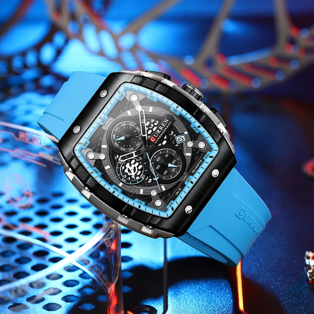 Relógio Masculino com Pulseira de Silicone CURREN