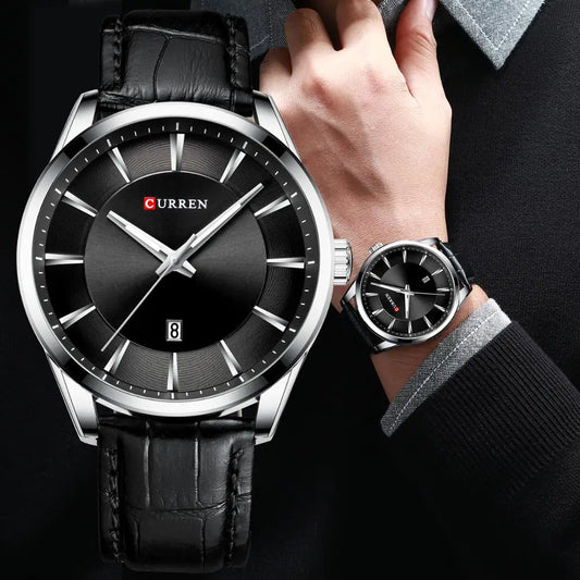 Relógio Masculino com Pulseira de Couro de Luxo - Curren