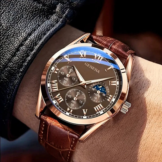 Relógio Masculino com Pulseira de Couro Ultra