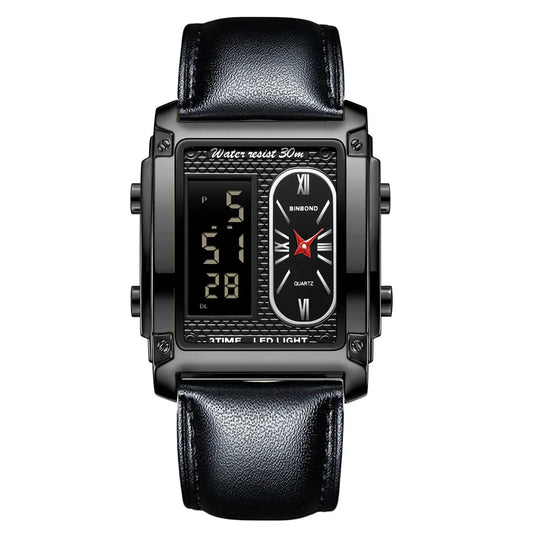 Relógio Masculino Quadrado de Luxo Pulseira de Couro Imperium