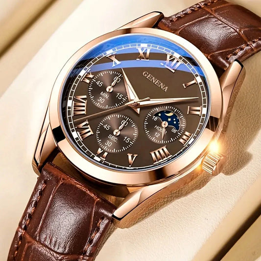 Relógio Masculino com Pulseira de Couro Ultra