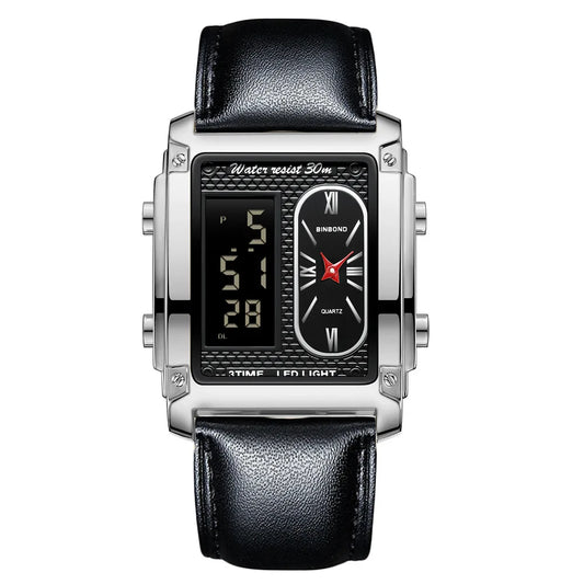 Relógio Masculino Quadrado de Luxo Pulseira de Couro Imperium