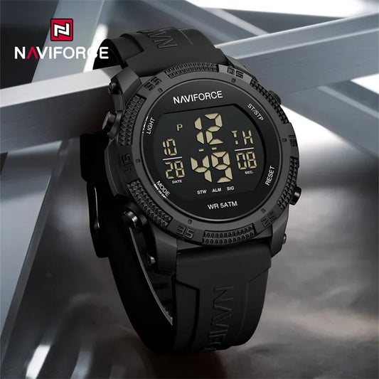 Relógio Masculino LCD Eletrônico Pulseira de Silicone - NAVIFORCE