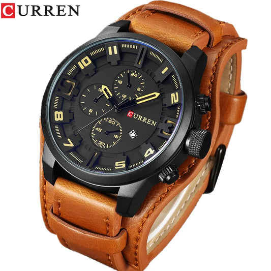 Relógio Masculino Curren Pulseira de Couro