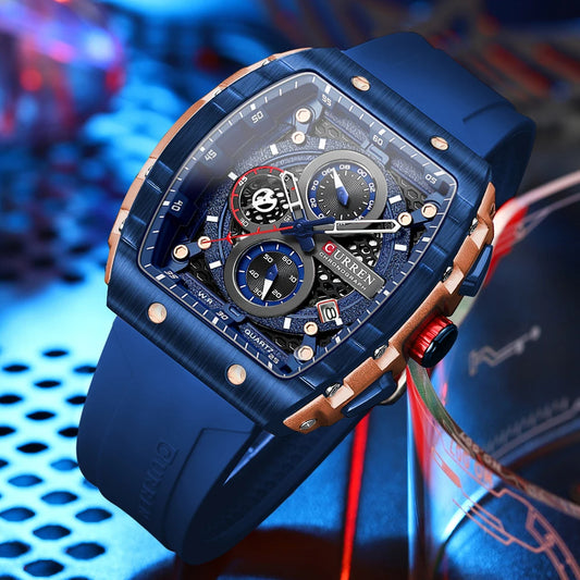 Relógio Masculino com Pulseira de Silicone CURREN